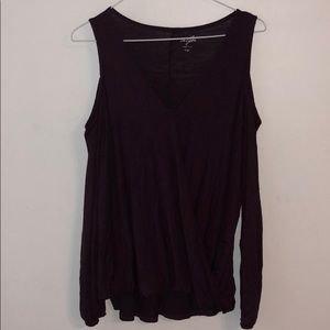 Burgundy cold shoulder top